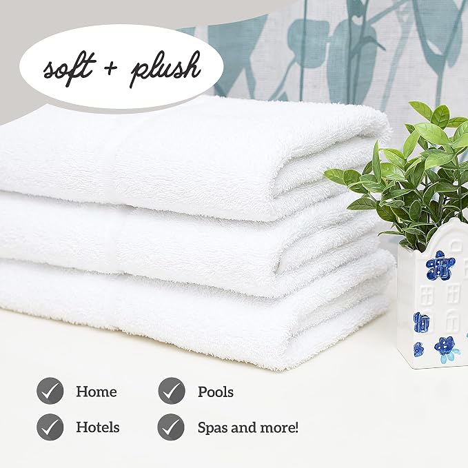GREEN LIFESTYLE Dobby Border Towel 27x54 Cotton Blend Soft and Plush Crisp - Image 3