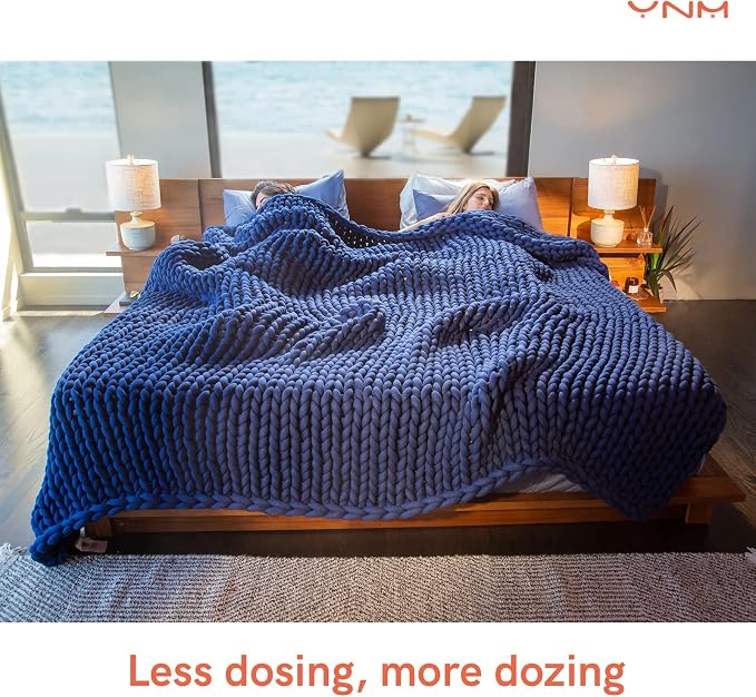 YnM Weighted Blanket, Handmade Chunky Knitted Design, Soft and Cozy, - Image 5