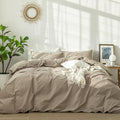 MooMee Bedding Duvet Cover Set 100% Washed Cotton Linen Like Textured by MOOMEE
