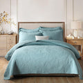 ROOMLIFE Queen Quilt Set Palm Leaves Pattern 3 PCS 100% Cotton Soft Breathable by ROOMLIFE