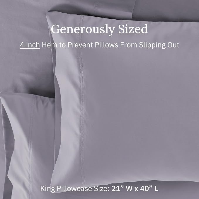 Luxuriously Soft Premium 600 Thread Count, 100% Cotton Set of 2 Cases, Crisp - Image 5