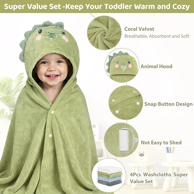 6 PCS Toddler Bath Towel Set for Boy Girl 0-5 Year, Ultra Soft Gifts for Infant - Image 4