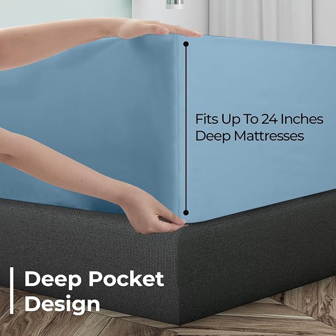 Royale Linens Extra Deep Pocket Twin Fitted Sheet Only - Image 4