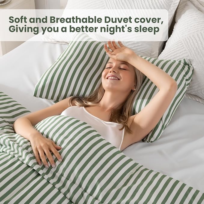 ROSE&RISY Green Queen Duvet Cover Set, 3 Pieces Soft Bedding Queen Set - Image 2
