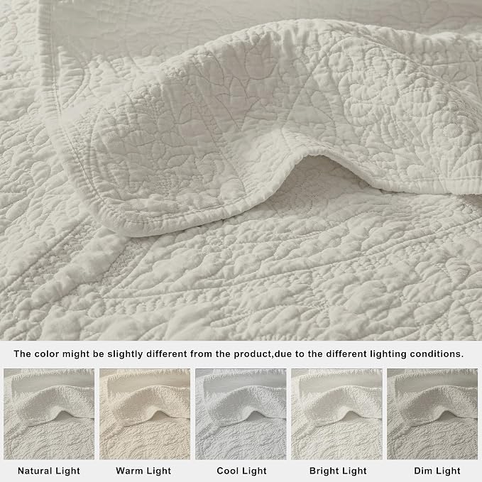 palassio Beige Paisley 100% Cotton Quilt King Size Bedding Sets - Image 6
