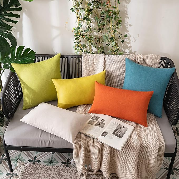 MIULEE Pack of 2 Decorative Outdoor Solid Waterproof Throw Pillow Covers Spring - Image 5