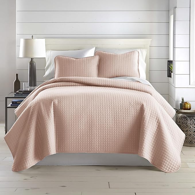Southshore Fine Living, Inc. Oversized King Quilt Set, Stitched Blush Pink by SouthshoreFineLivingInc