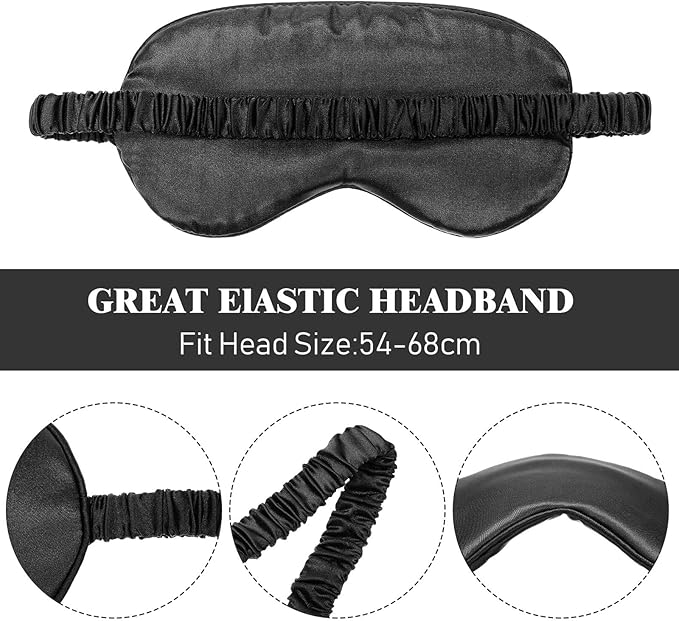 Silk Satin Sleeping Mask Eye Mask Set Include 2 Blindfold Eyeshade Elastic - Image 2