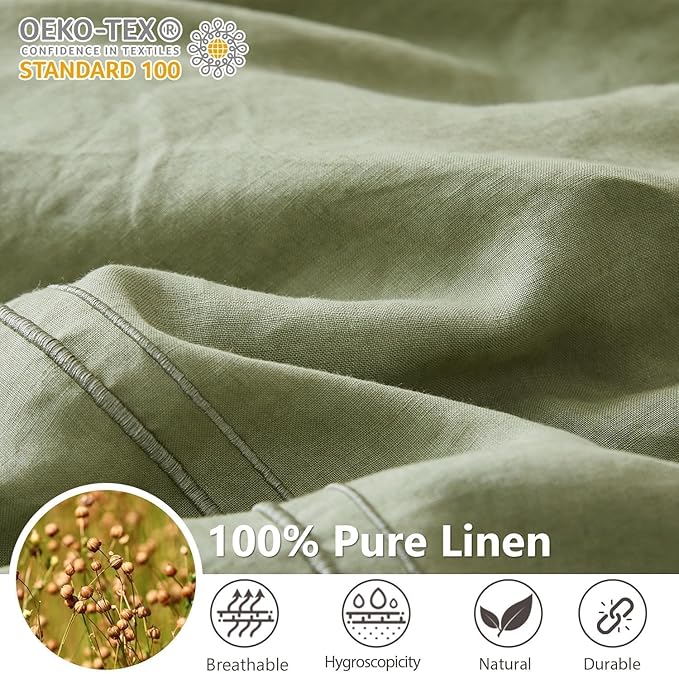 Simple&Opulence 100% Washed Linen Duvet Cover Set 88"x92" - Image 3