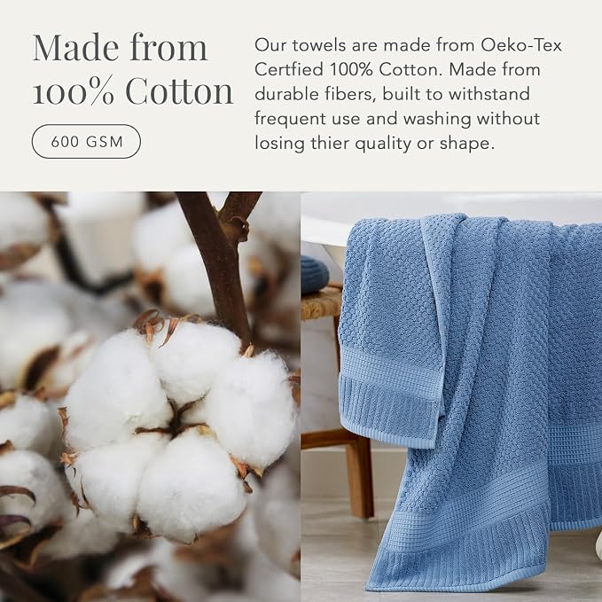 NY Loft 100% Cotton Hand Towel 6 Pack | Super Soft & Absorbent Quick-Dry Hand - Image 4