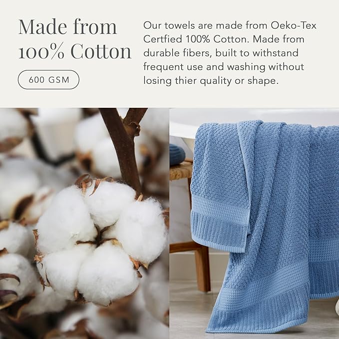 NY Loft 100% Cotton Towel Set 6 Piece | Super Soft & Absorbent Quick-Dry 2 Bath - Image 4