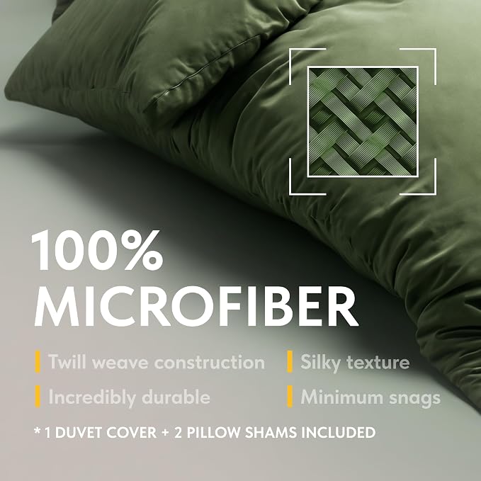 White Classic Dark Green Duvet Cover King Size, Microfiber Duvet Cover - Image 3