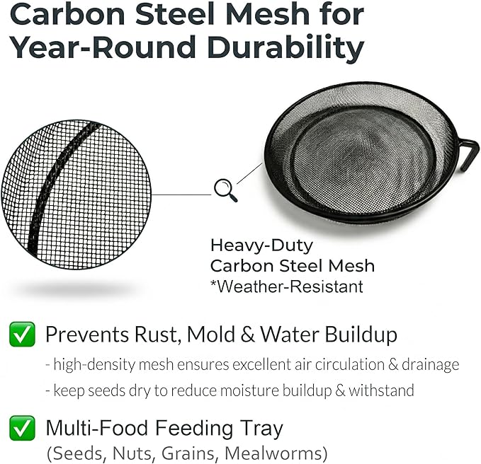 Deck Bird Feeder & Bird Bath for Balcony Railing, No-Drill Clamp Fits up to - Image 7