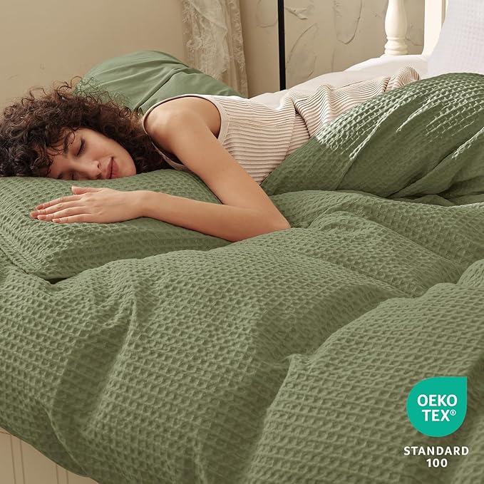 PHF Waffle Weave Duvet Cover Set King Size, No Snagging Ultra Soft Luxury - Image 2