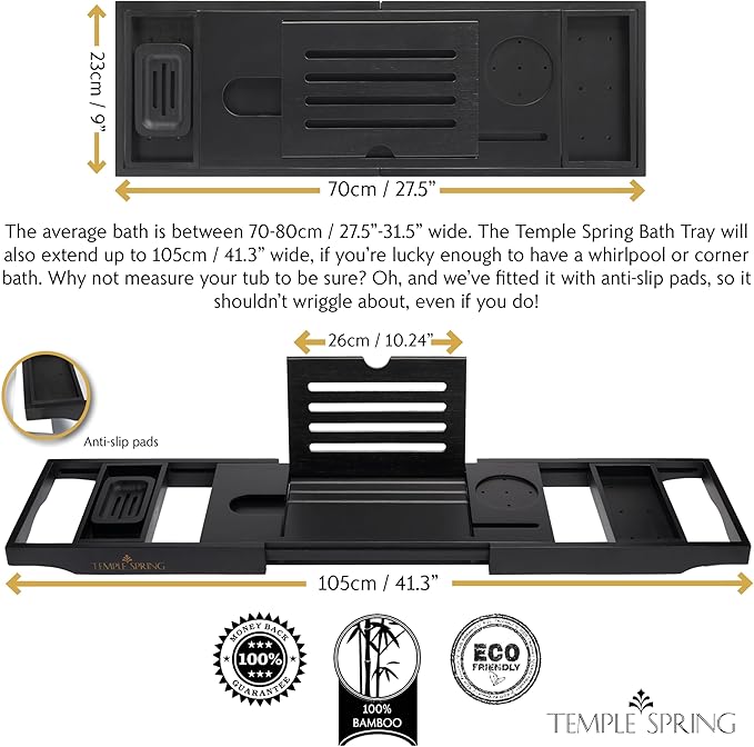 Temple Spring Bamboo Bathtub Tray Caddy - Image 3