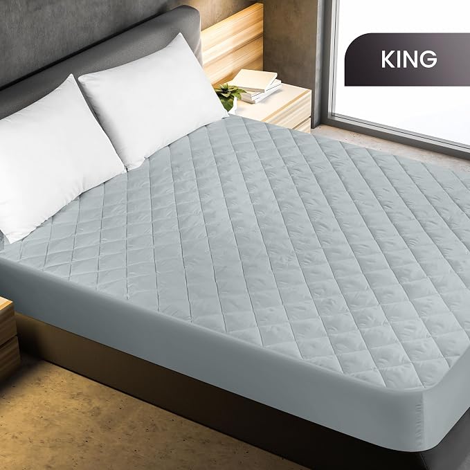 Utopia Bedding Quilted Fitted Mattress Pad, King Size, Elastic Fitted Mattress - Image 2
