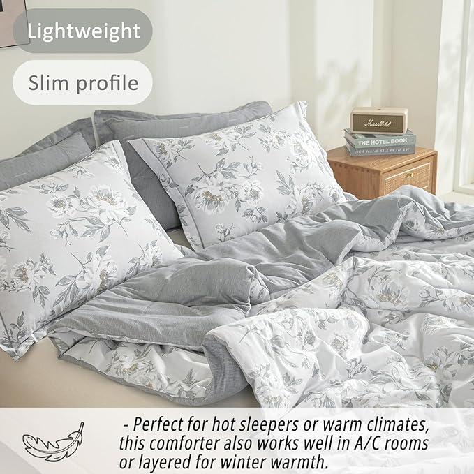 LEMIROE Floral Cotton Comforter Twin Size - Image 3