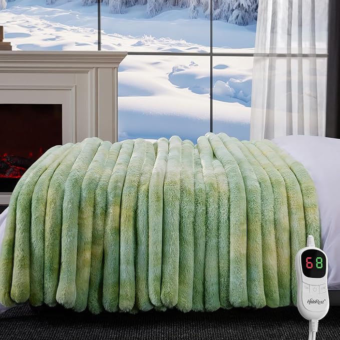Heated Throw Blanket, Faux Fur Cozy Heating Blanket - Image 7