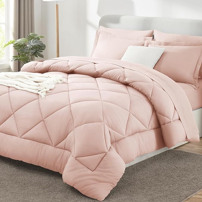 CozyLux Queen Comforter Set Blush Pink by CozyLux