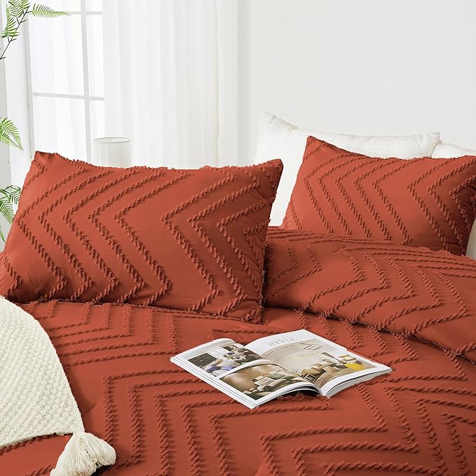 Andency Burnt Orange Oversized Super King Plus Comforter Set 128x120, Extra - Image 4