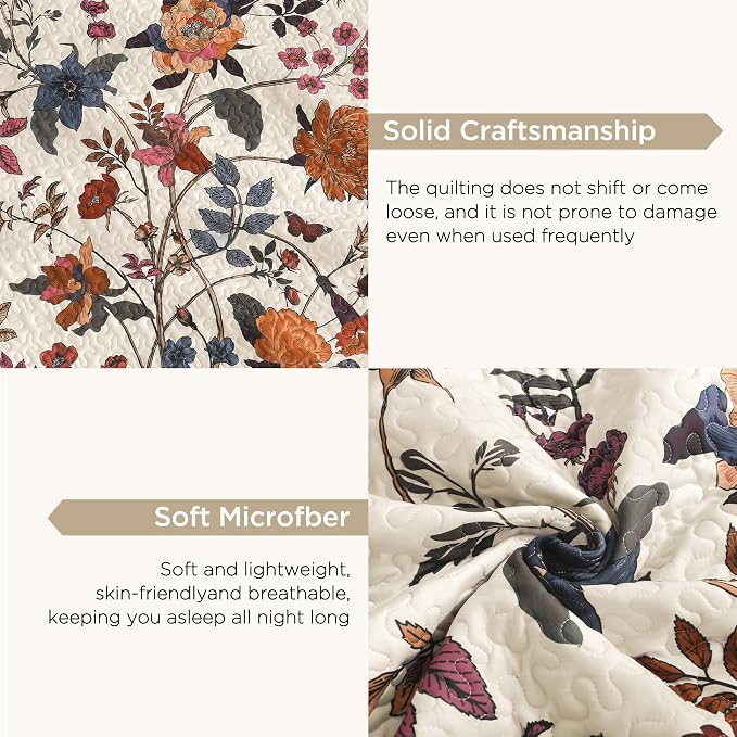 Litanika Floral Light Beige Quilt King Size - Image 6
