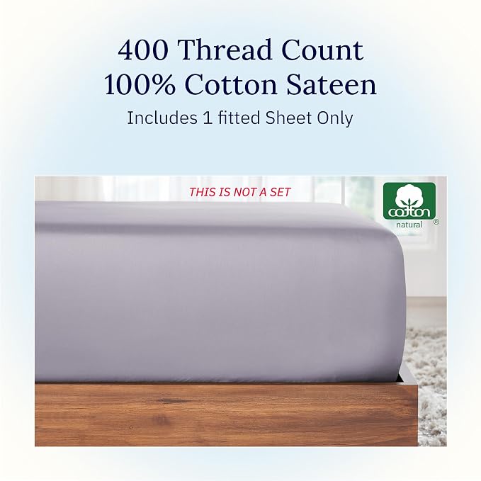 California Design Den King Size Deep Fitted Sheet, Soft 400 Thread Count 100% - Image 3