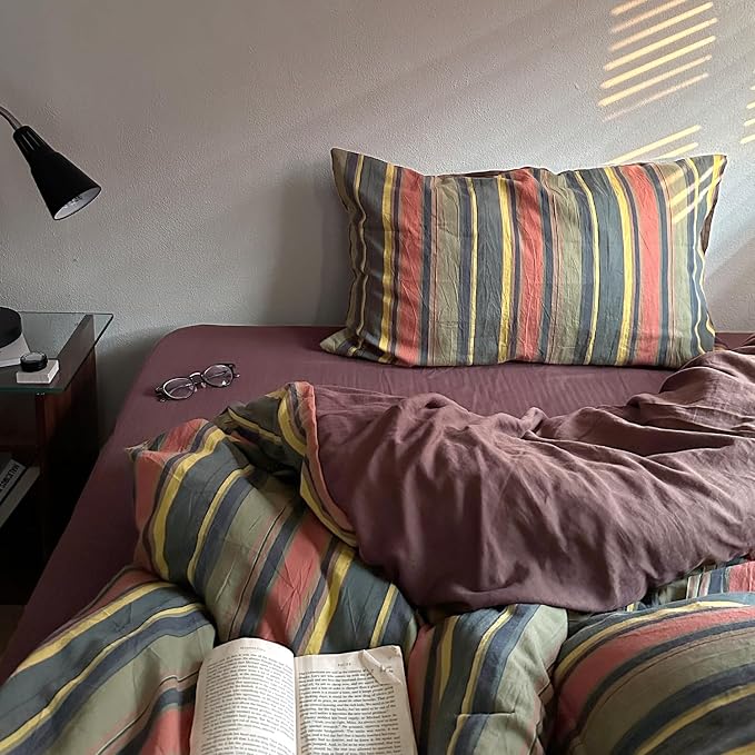 mixinni Vintage Striped Duvet Cover Set Twin XL Size - Image 9