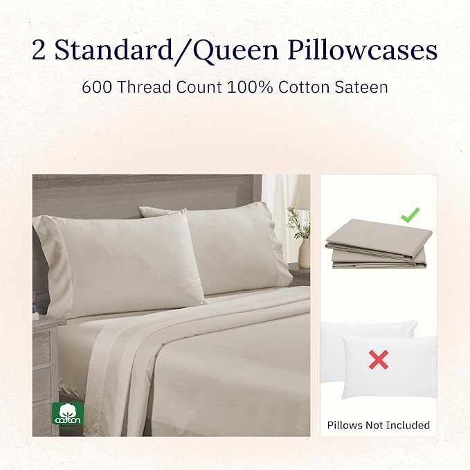 California Design Den Premium Standard/Queen Size Pillow Cases Set of 2-600 - Image 4