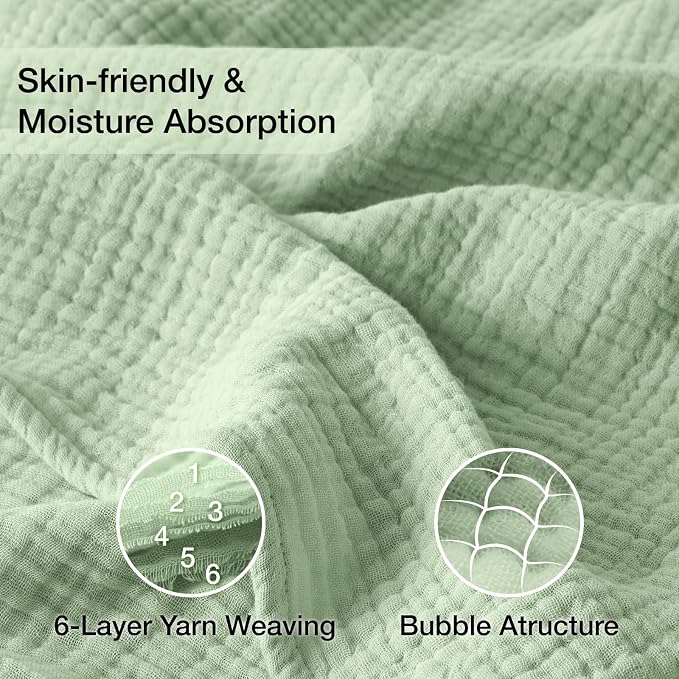 100% Cotton Muslin Blanket 50" x 60", Breathable and Lightweight Cotton Throw - Image 4