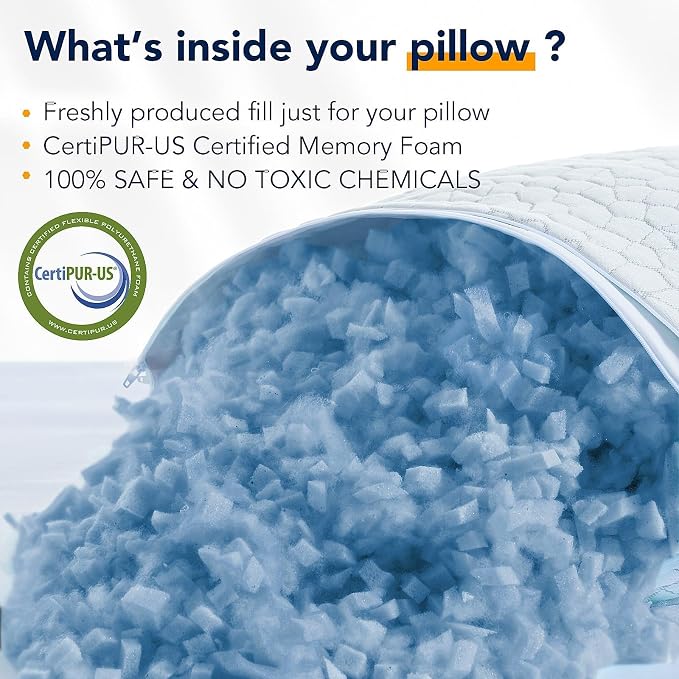 QUTOOL Cooling Pillow for Sleeping, CertiPUR-US Shredded Memory Foam Queen - Image 8