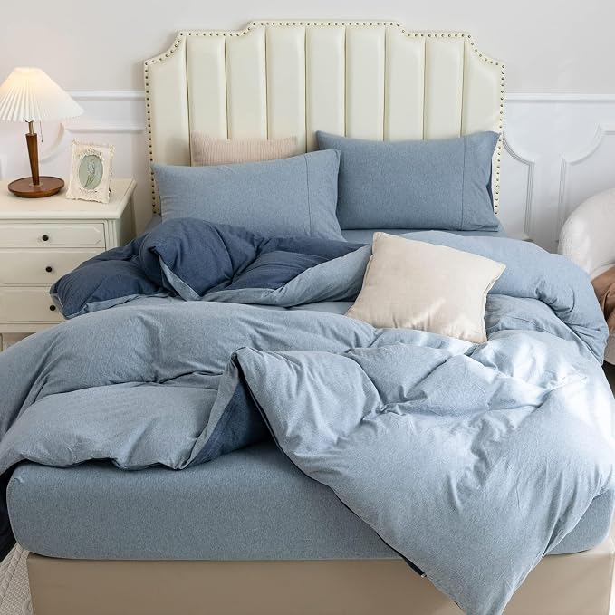PURE ERA Jersey Knit Duvet Cover Set 100% T-Shirt Cotton Super Soft Comfy 3pc - Image 7