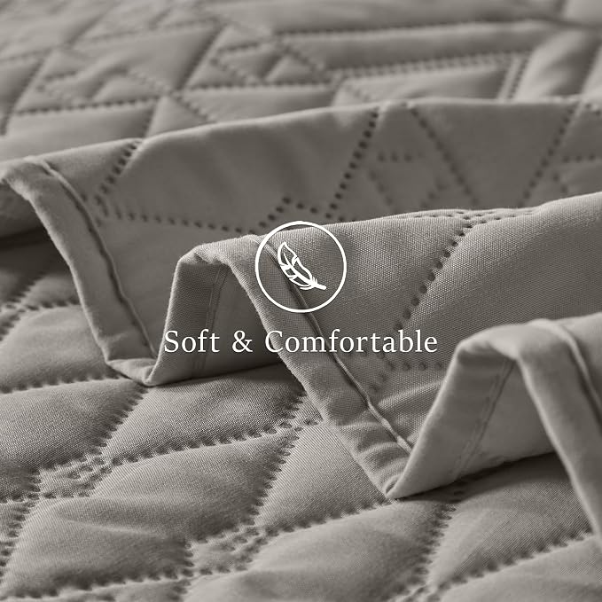 akkialla Full/Queen Size Quilt Bedding Set, Dark Grey Lightweight Microfiber - Image 6