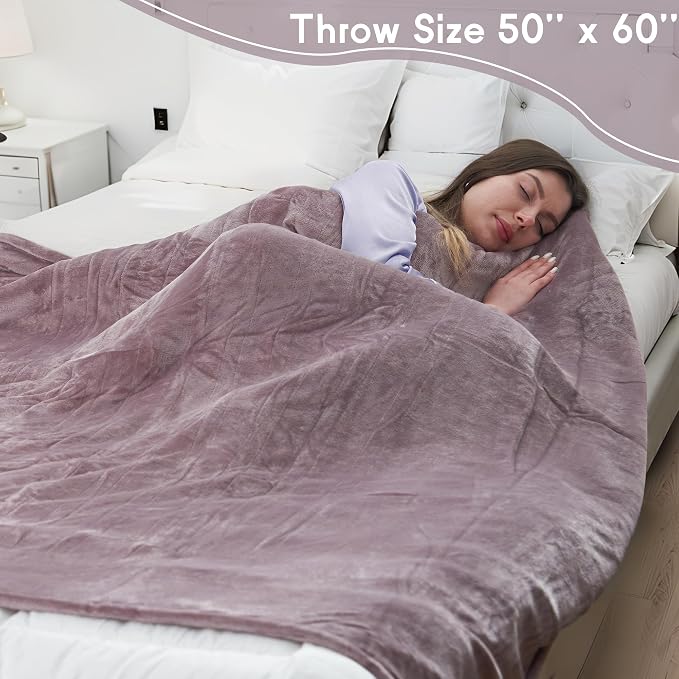 Heated Blanket Electric Blanket Throw Size 50''x60'', 6 Heating Levels 3 Hrs - Image 5