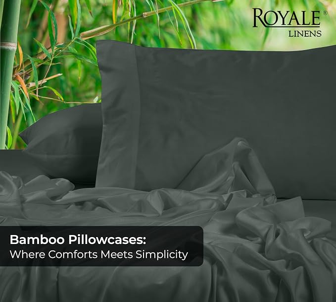 Royale Linens Cooling Pillow Cases Standard Size Set of 2-100% Rayon Derived - Image 2