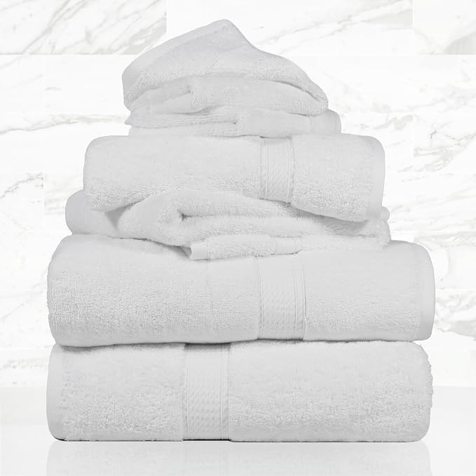 SUPERIOR Egyptian Cotton Pile 6 Piece Towel Set, Includes 2 Bath, 2 Hand - Image 2