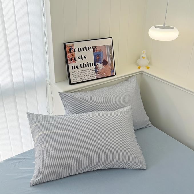 mixinni Blue Striped Duvet Cover Twin Size - Image 8