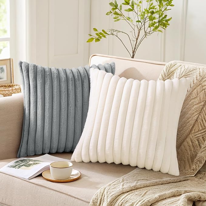 Pallene Faux Fur Plush Throw Pillow Covers 20x20 Set of 2, Luxury Soft Fluffy - Image 5