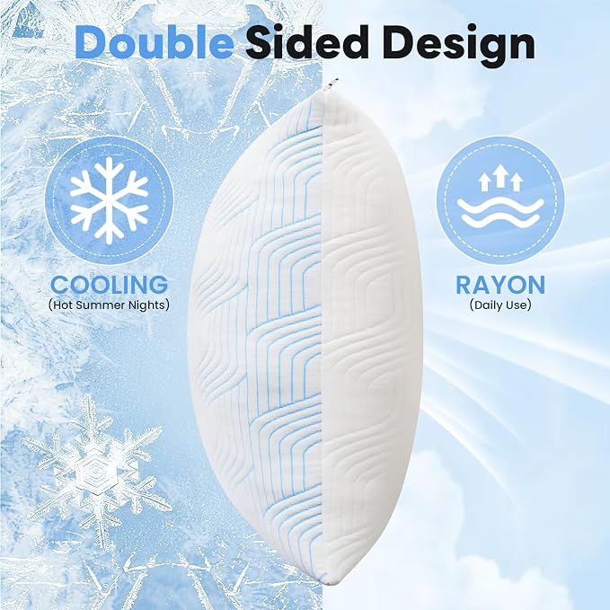 Cooling Bed Pillows for Sleeping 2 Pack Shredded Memory Foam Pillows King Size - Image 3