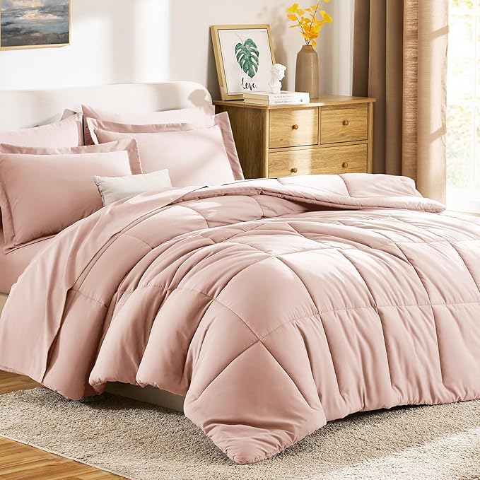 CozyLux Queen Comforter Set Blush Pink - Image 9