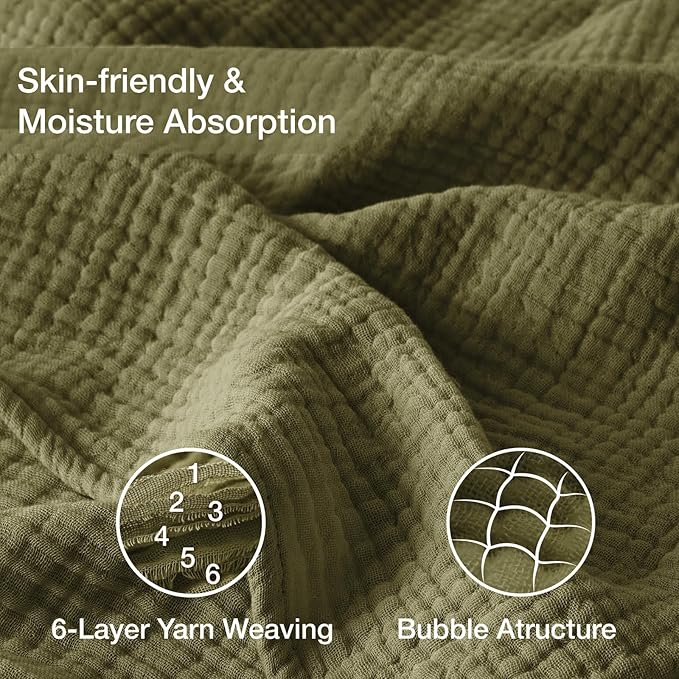 100% Cotton Muslin Blanket Twin 66" x 90", Breathable and Lightweight Twin - Image 3