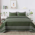 Andency Green California King Quilt Set, 3 Pieces Boho Lightweight Soft Striped by Andency