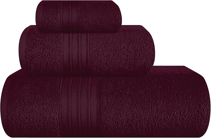 BOUTIQUO Ultra Soft 3 Pack Cotton Towel Set, Contains a Bath Towels 28x55 inch by BOUTIQUO
