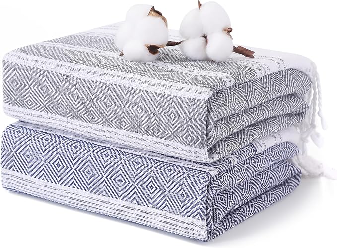 2 Packs Cotton Turkish Beach Towels Quick Dry Sand Free Oversized Bath Pool by ANTFUNYgivesmorechoices