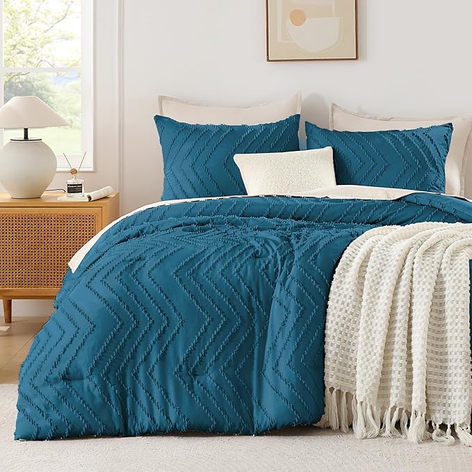 Andency Teal Comforter Set Queen Size, Boho Soft Warm Tufted Bedding Comforter by Andency