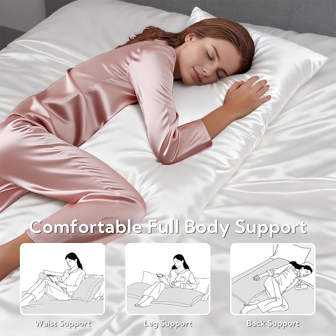 MR&HM Satin Body Pillow Cover, Soft and Breathable Body Pillow Case - Image 5
