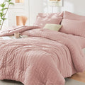 HYMOKEGE Rose Gold California King Comforter Set Seersucker 7 Pieces, All by HYMOKEGE