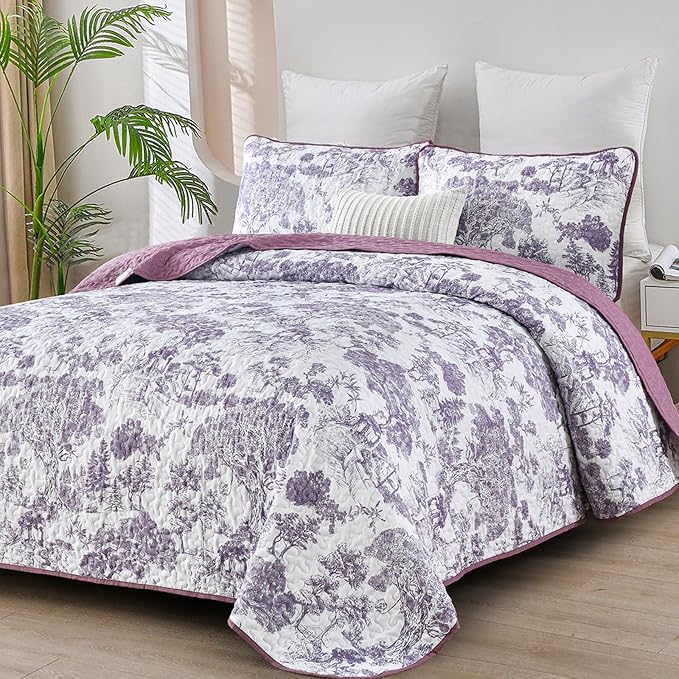 WONGS BEDDING Botanical Quilt Set Queen Size by WONGSBEDDING