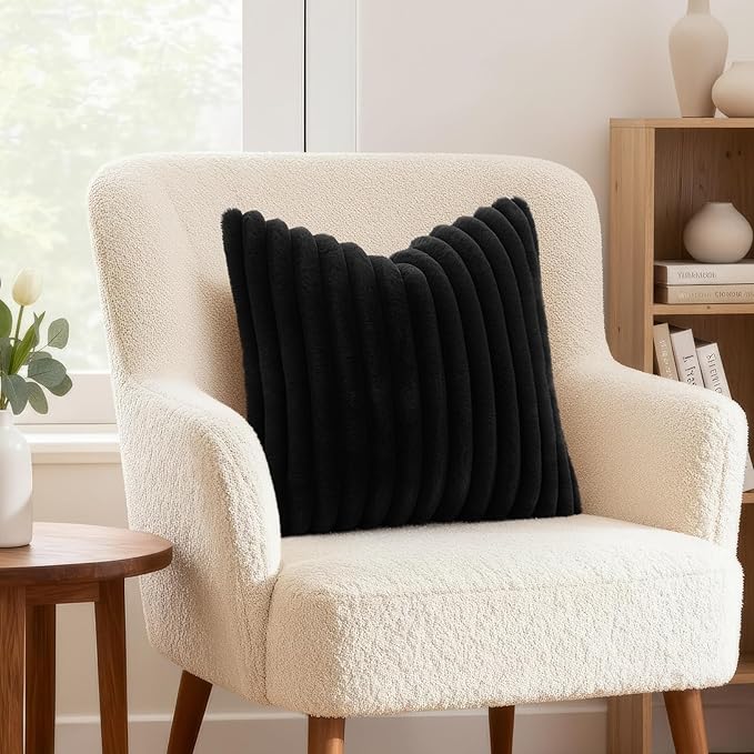 decorUhome Cozy Faux Fur Throw Pillow Covers 20x20 Set of 2 Decorative Soft - Image 4