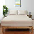 King Size Striped Fitted Sheet Only Beige Color, 100% Egyptian Cotton 600 by ShunjieHome