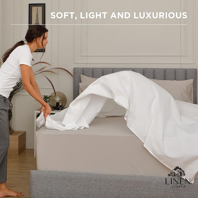 Linen Home 100% Cotton Percale Weave Fitted Sheet, Full Size, 1 Deep Pocket - Image 7